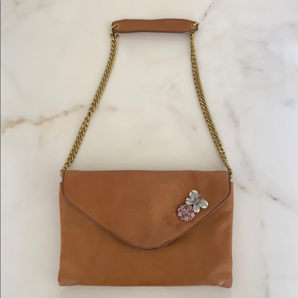 J.Crew leather envelope embellished shoulder bag